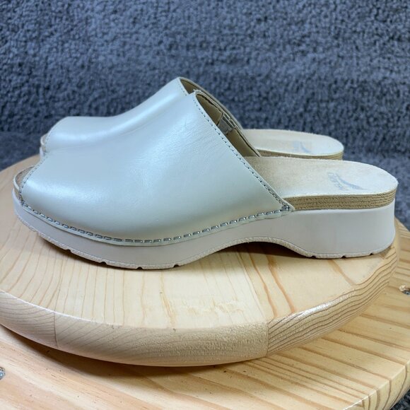 Dansko Shoe Ravyn Peep Toe Sandal Womens Size 10 Leather Beige Slip On Comfort - Picture 3 of 8